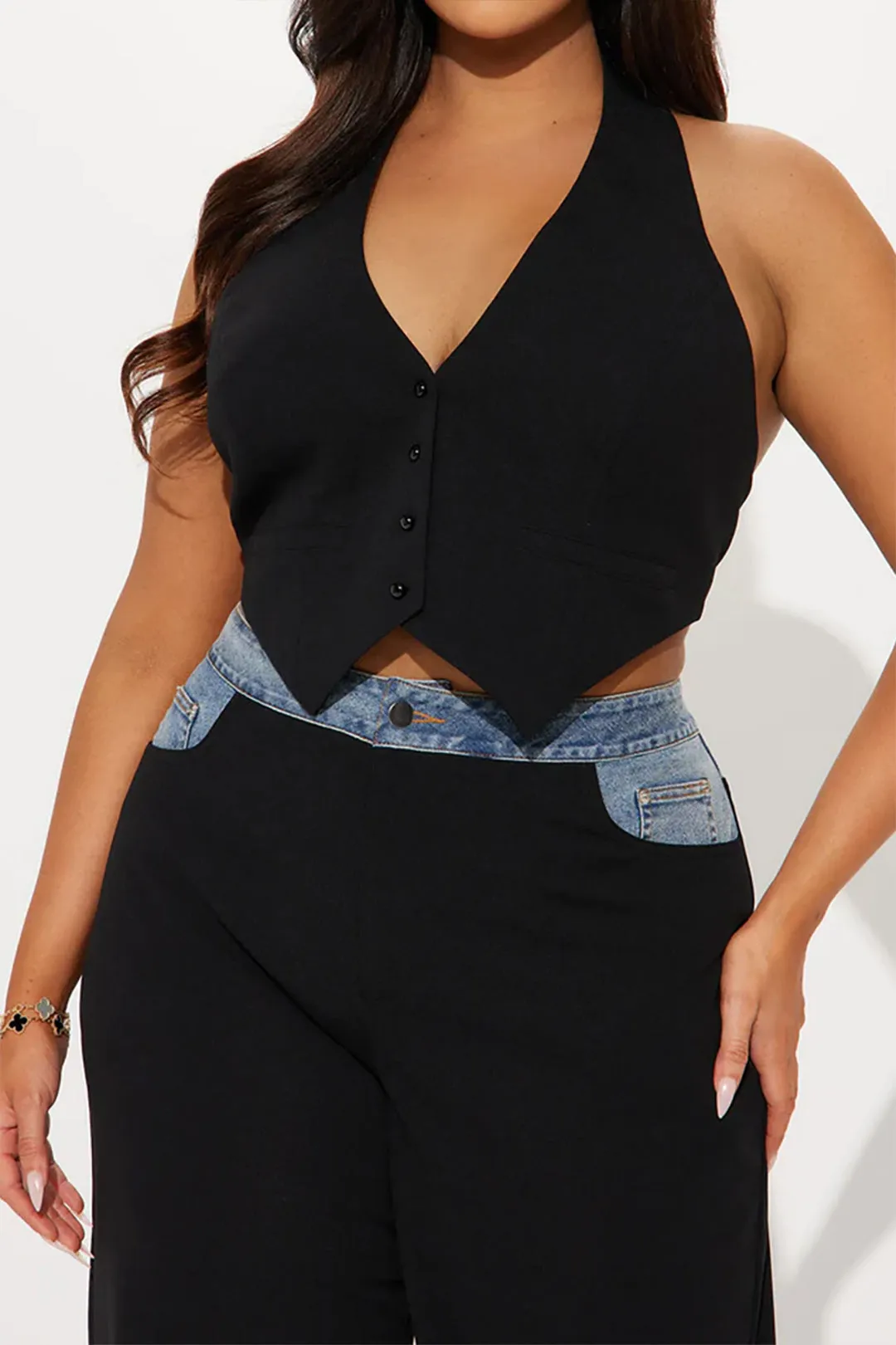 Plus Size Color Block Print Patchwork Trouser Set sold by Micas product image thumbnail 3