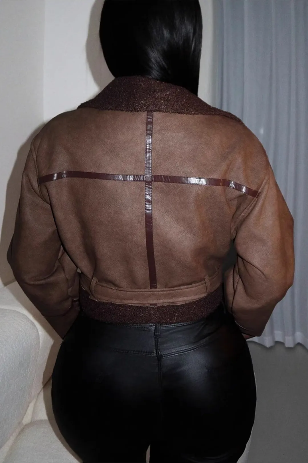 Faux Leather Patchwork Jacket sold by Micas product image thumbnail 3
