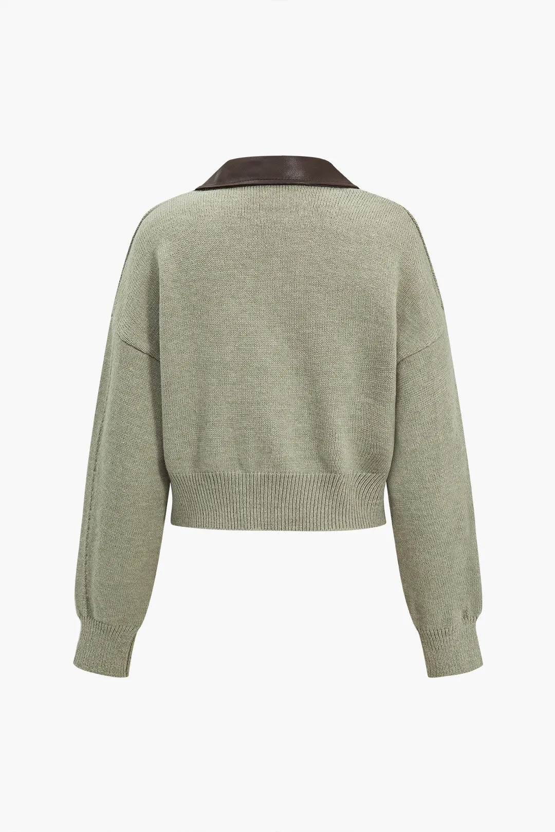 Knit Patchwork Double Zipper Cardigan sold by Micas product image thumbnail 5