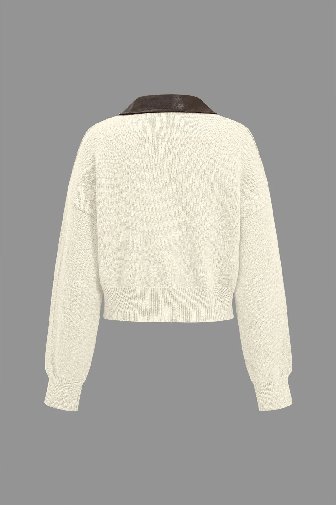 Knit Patchwork Double Zipper Cardigan sold by Micas product image thumbnail 2