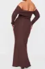 Plus Size Solid Knit Off Shoulder Midi Dress sold by Micas