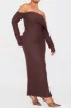 Plus Size Solid Knit Off Shoulder Midi Dress sold by Micas