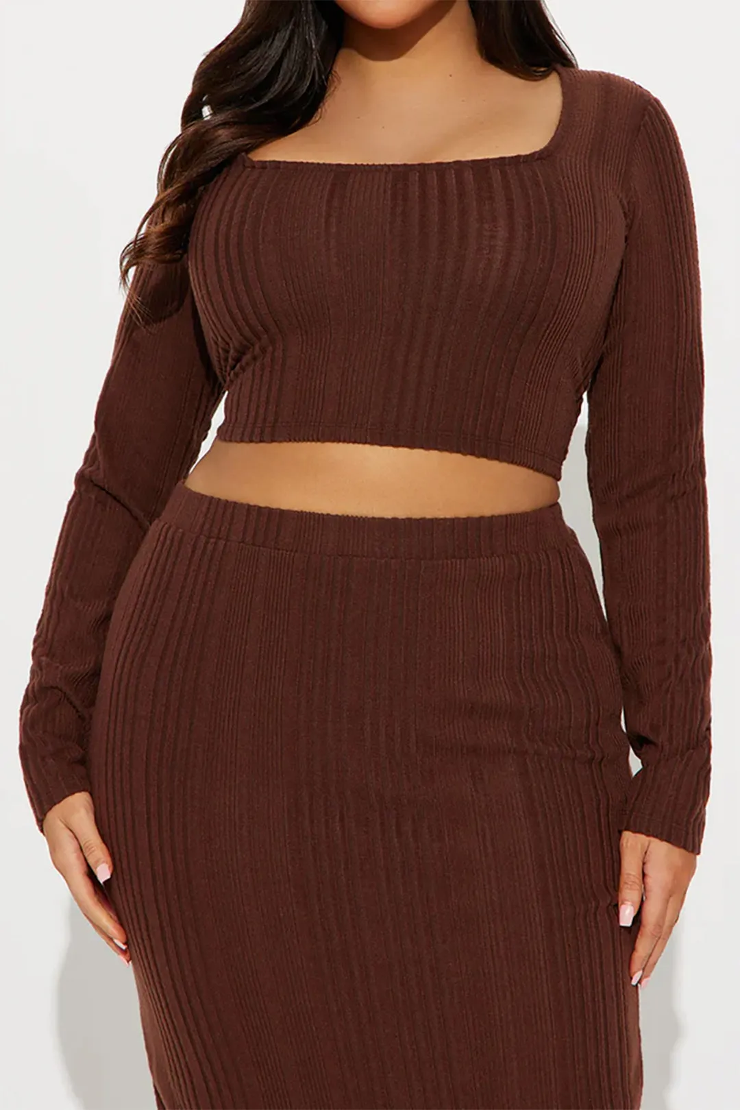 Plus Size Solid Knit Top And Skirt Set sold by Micas product image thumbnail 3