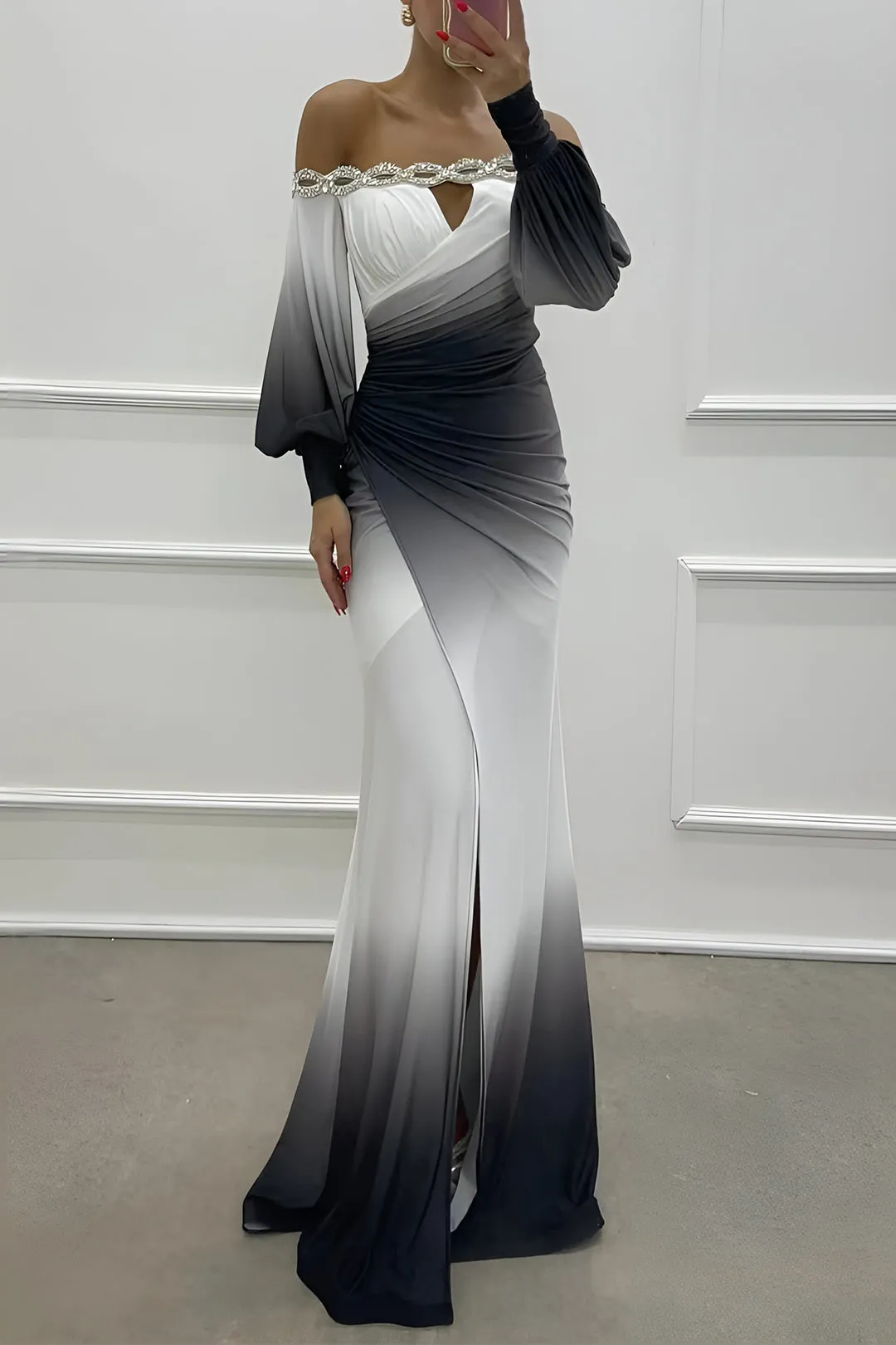 Ombre Ruched Slip Maxi Dress sold by Micas