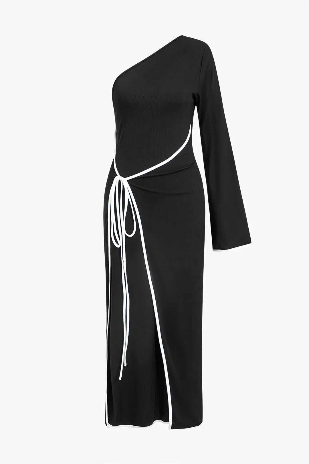 Contrast One Shoulder Asymmetrical Maxi Dress sold by Micas