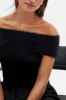 Faux Fur Trim Off-Shoulder T-shirt sold by Micas