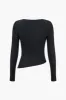 Solid Ruched Mesh Longærme top sold by Micas