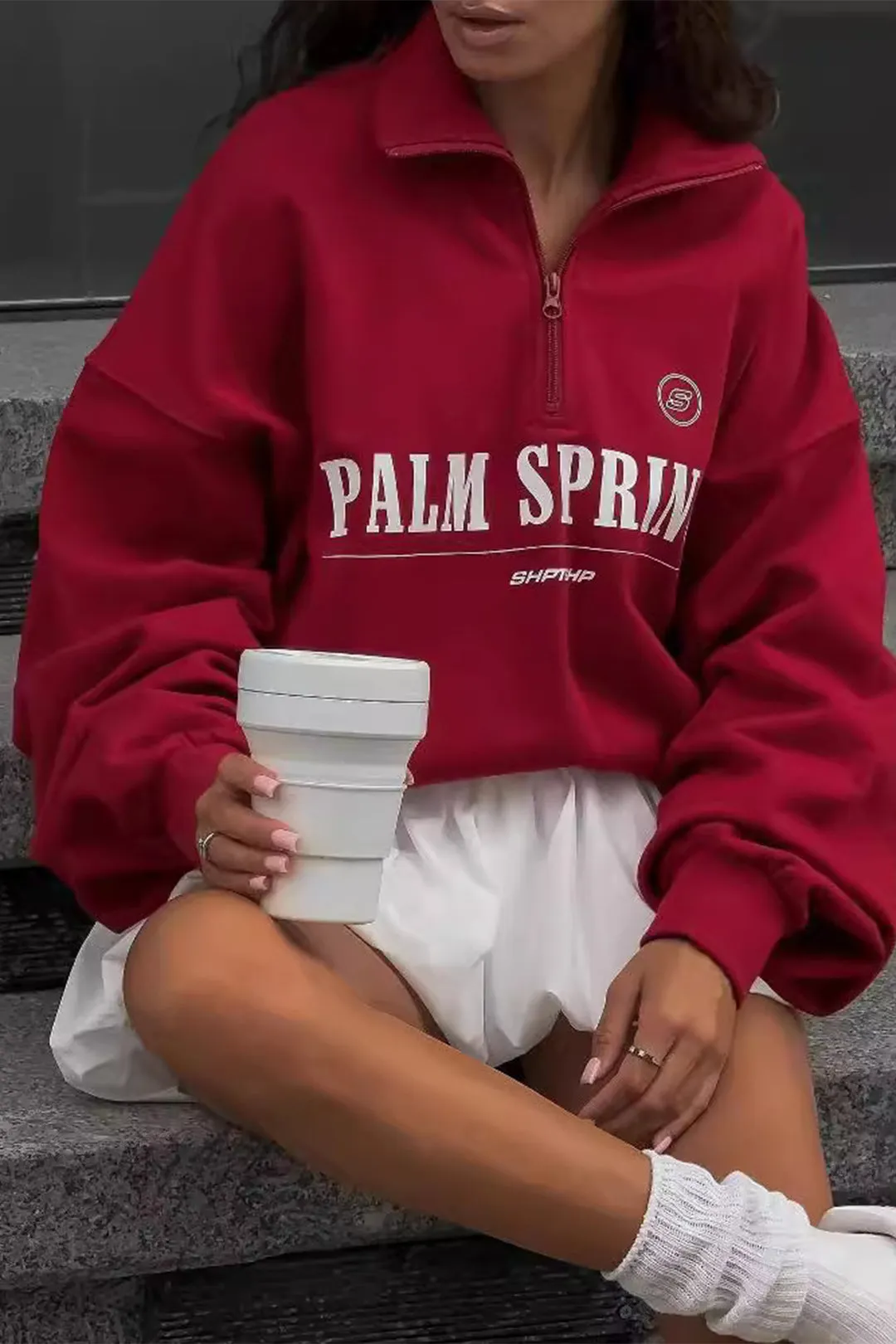 Letter Print Zipper Sweatshirt sold by Micas product image thumbnail 5