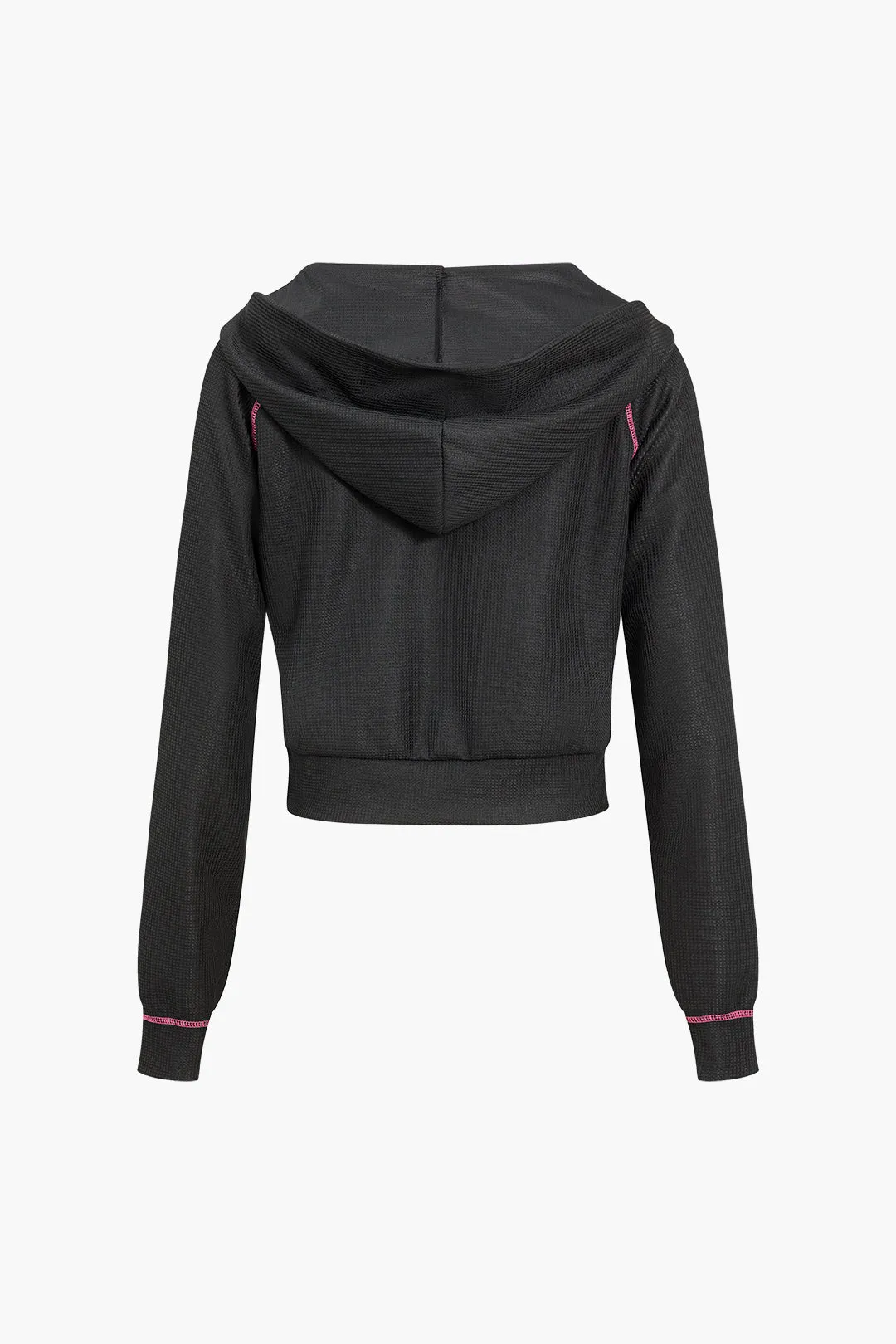 Kontrastsøm detalje lynlås hættetrøje og bukser sæt sold by Micas product image thumbnail 4