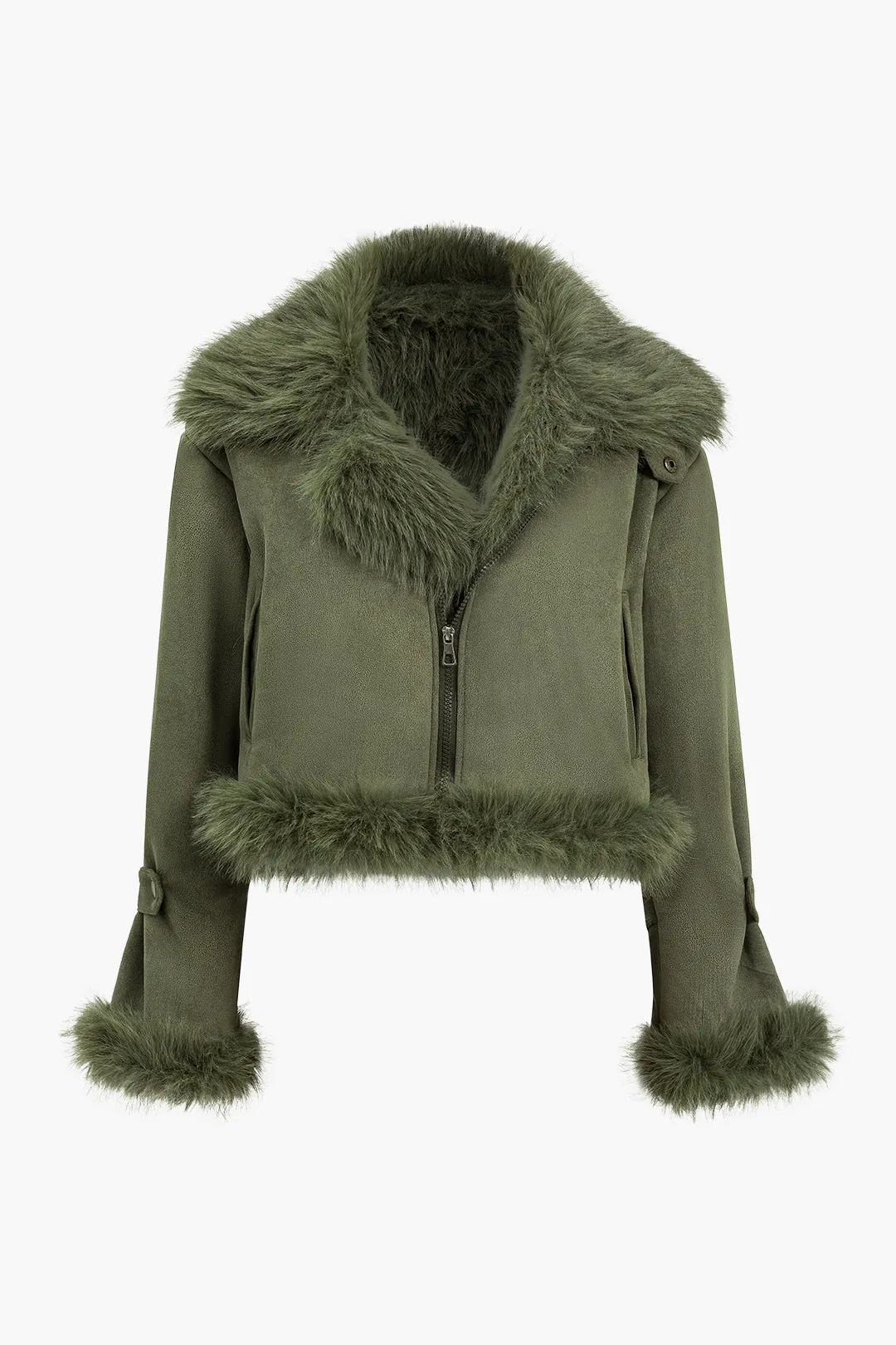 Crop-jakke i imiteret pels sold by Micas