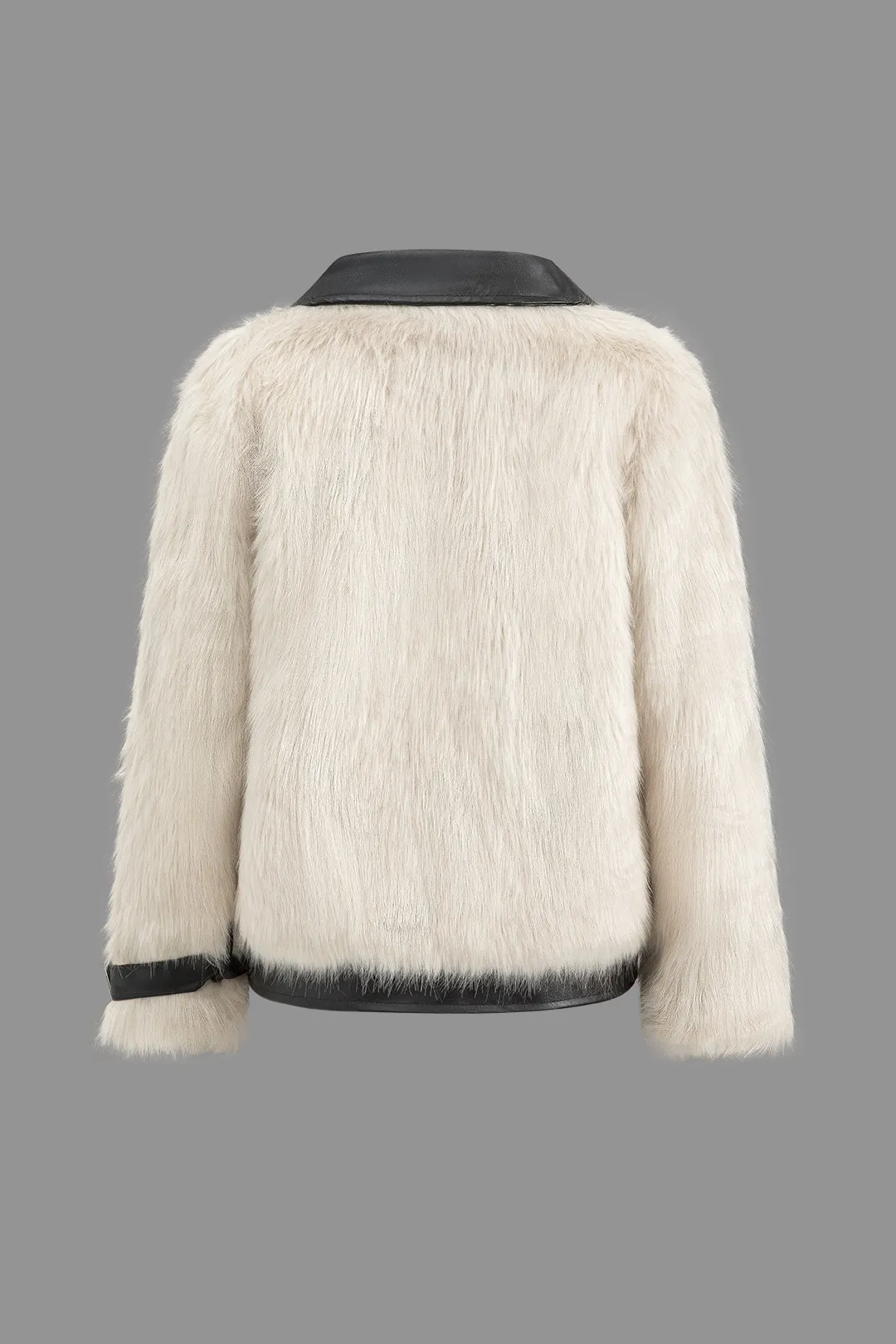 Imiteret læder Patchwork Jakke i imiteret pels med bæltedetaljer sold by Micas product image thumbnail 2