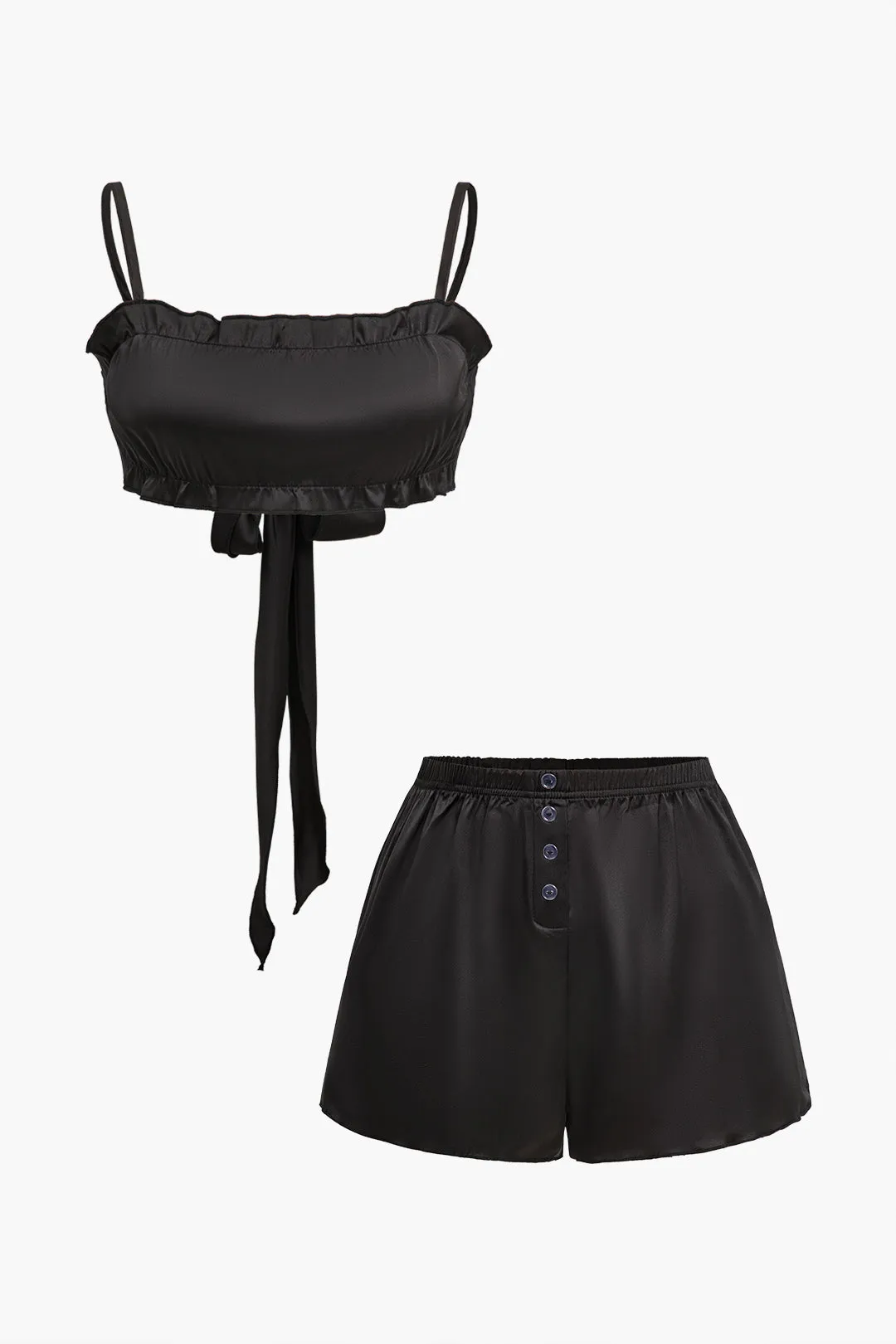 Solid satin slips -knap Sleepwear Set sold by Micas