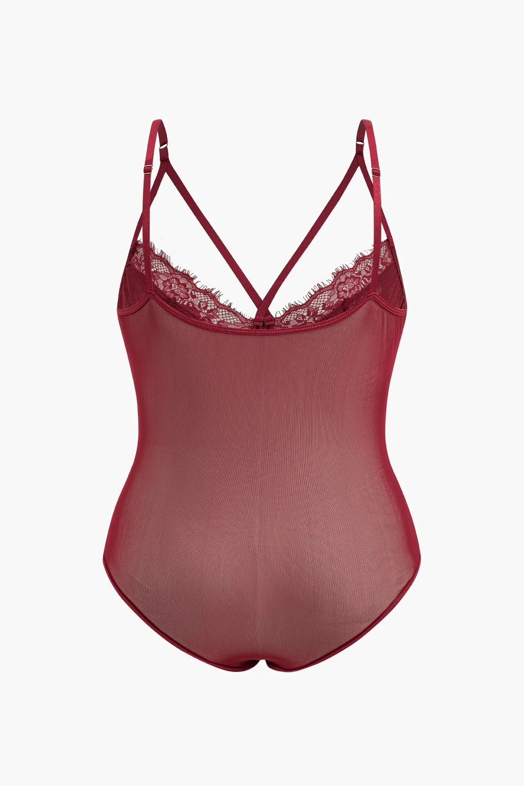 Plus Size Solid Lace Trim Patchwork Lingeri Bodysuit sold by Micas product image thumbnail 2