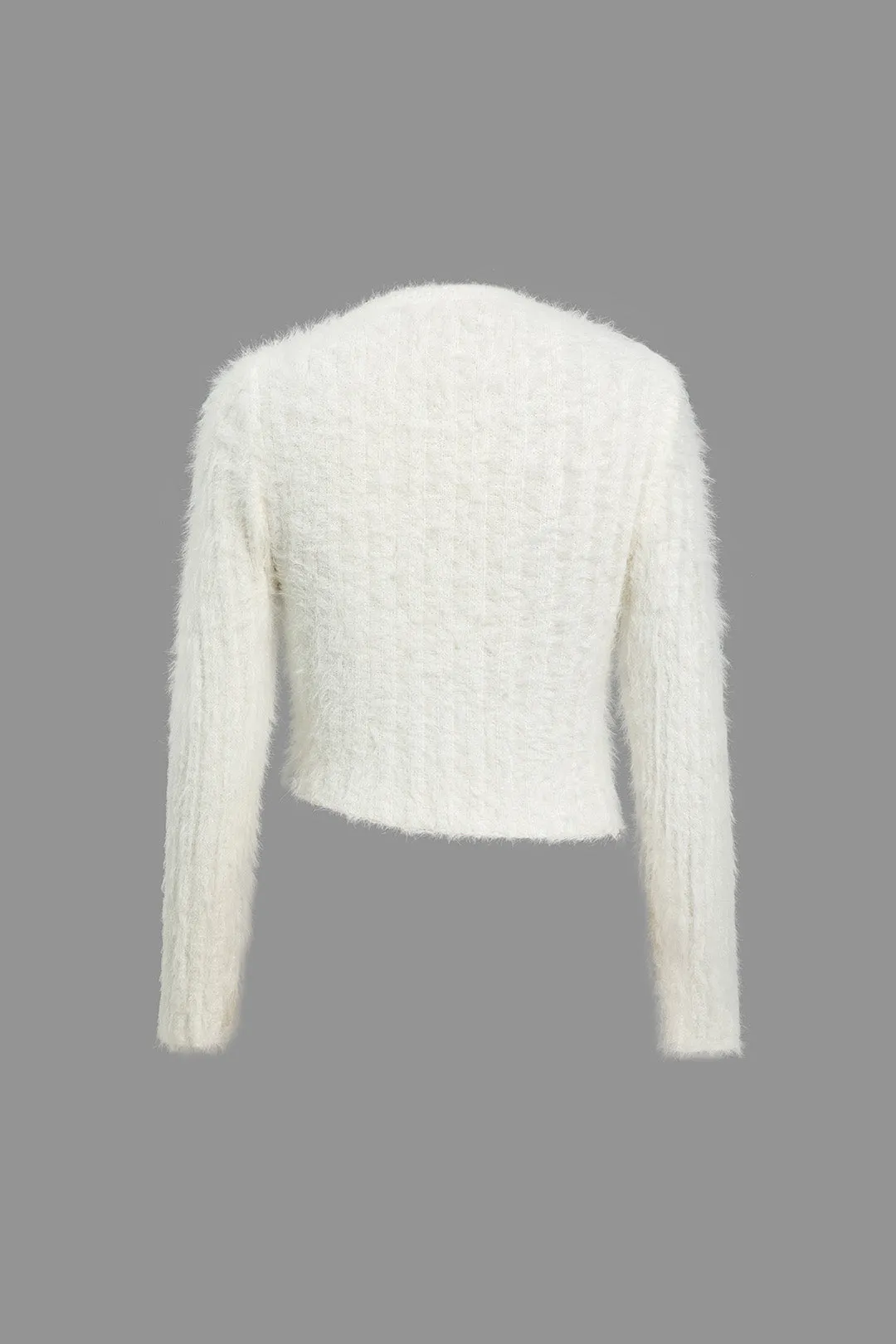 Asymmetrisk fuzzy strikjakke med lynlås sold by Micas product image thumbnail 2