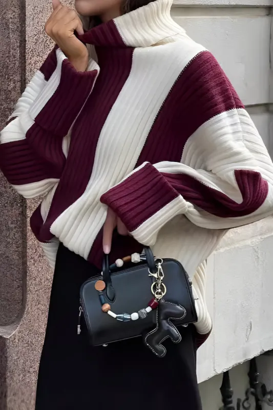 Stripes rullekrave sweater langærmet top sold by Micas