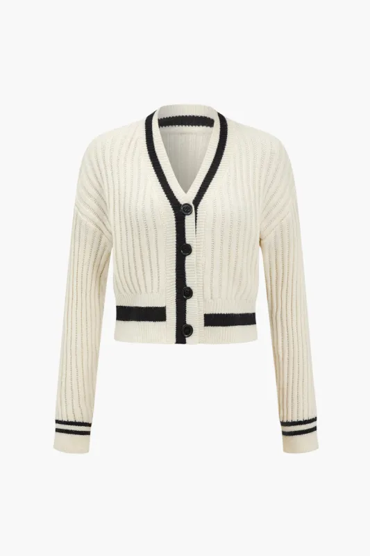 Button Patchwork Sweater Cardigan sold by Micas