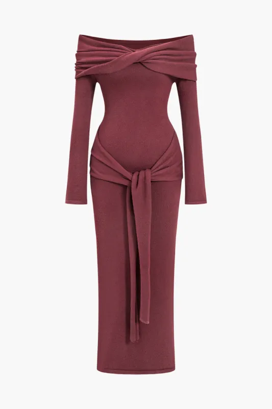 Solid Sweater Tie Front Maxi Dress sold by Micas