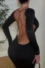Solid Backless Maxi Dress sold by Micas