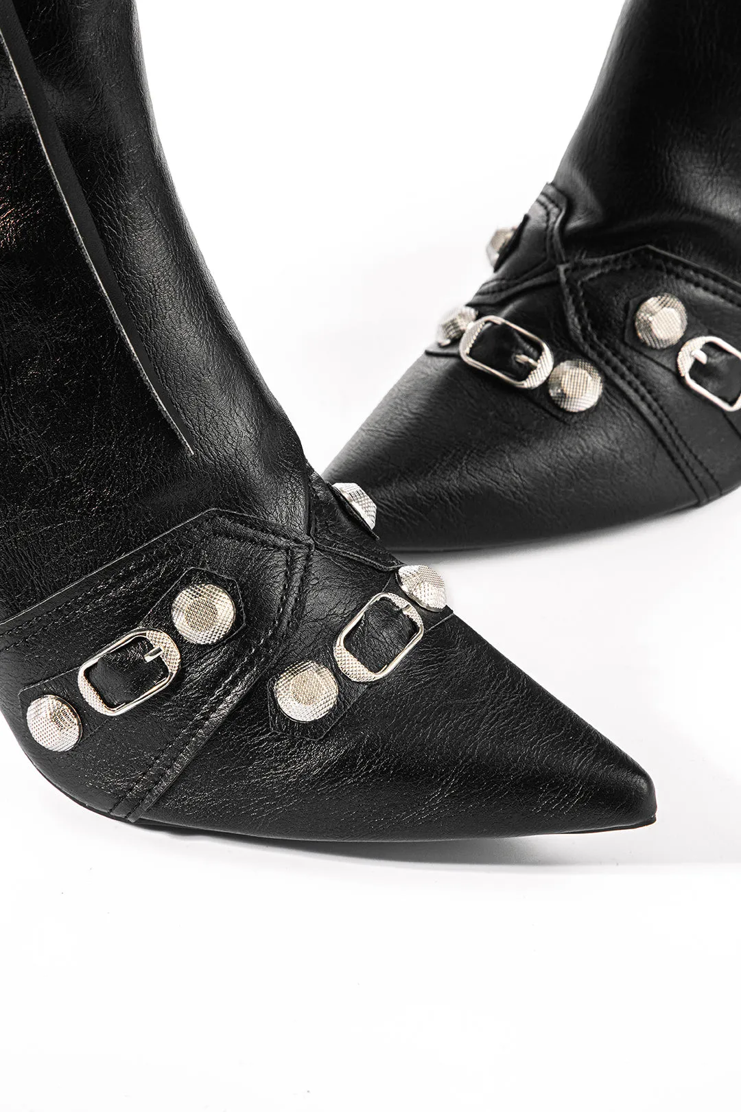 Faux Leather Studded Pointed Toe Ankle Boots sold by Micas product image thumbnail 4