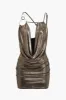 Fringe Cowl Neck asymmetrisk mini kjole sold by Micas
