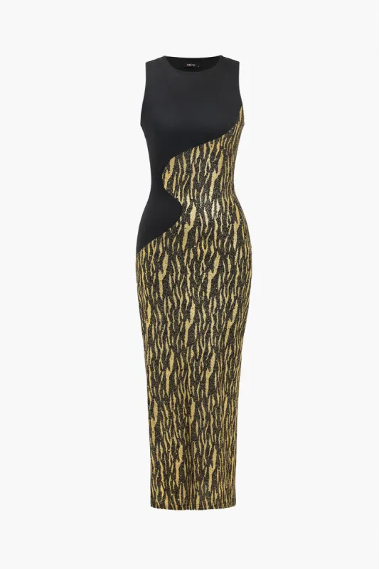 Color Block Patchwork Asymmetrical Maxi Dress sold by Micas