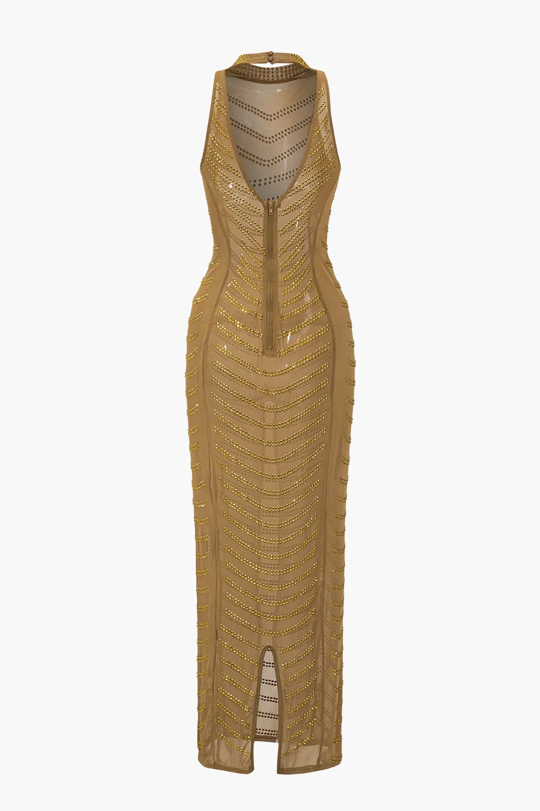 Mesh Rygløs Sheer Rhinestone Maxikjole sold by Micas product image thumbnail 3