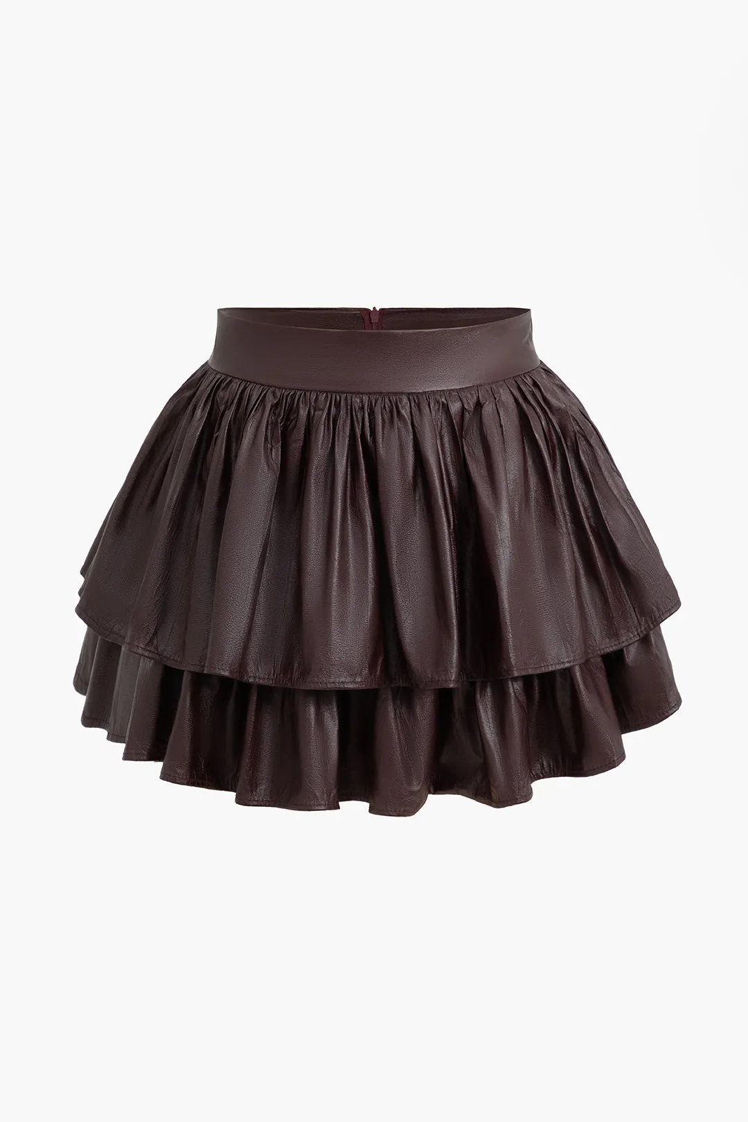 Faux Leather Layer Ruched Skirt sold by Micas