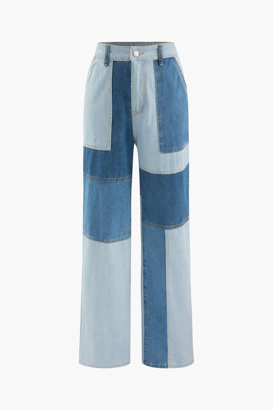 Patchwork Straight Leg Jeans sold by Micas