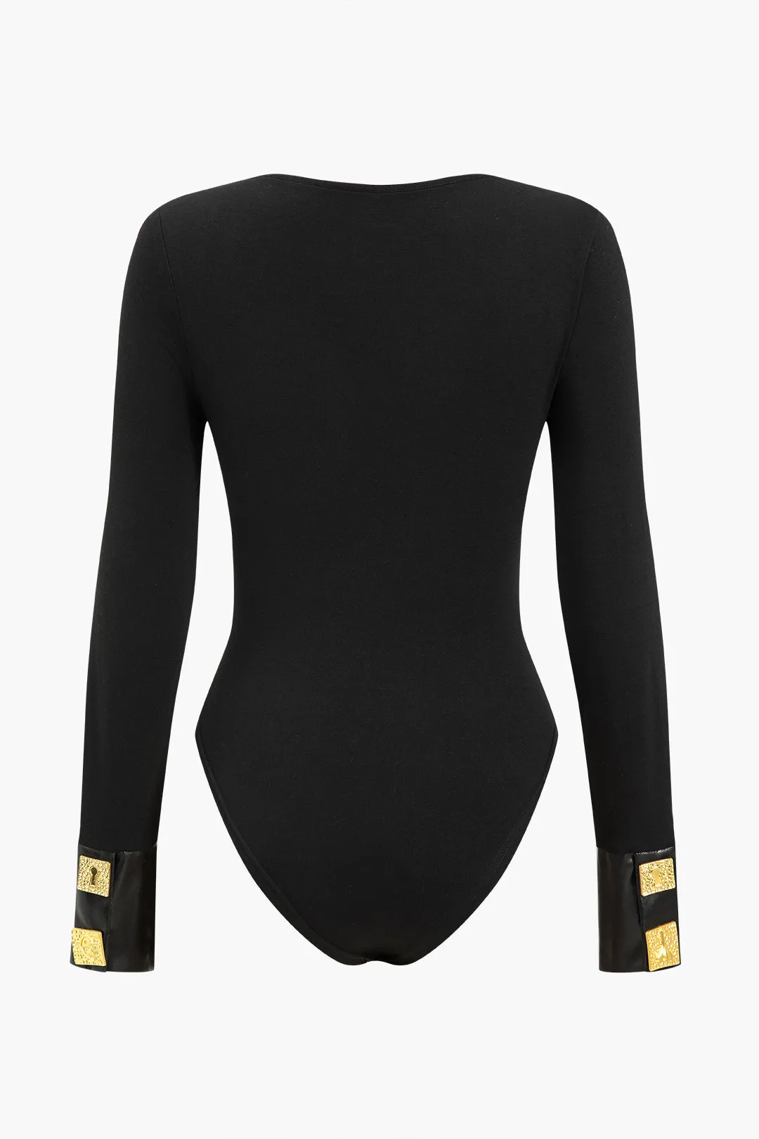 Imiteret læder patchwork-bodysuit med knap sold by Micas product image thumbnail 2