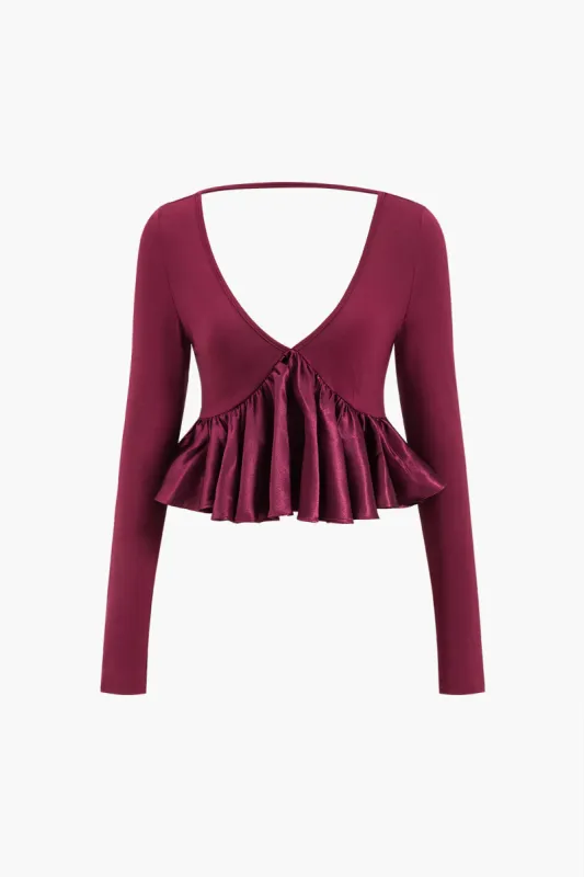 Tie-Up Backless Long-Sleeve Top sold by Micas