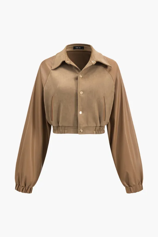 Suede Button Patchwork Jacket sold by Micas