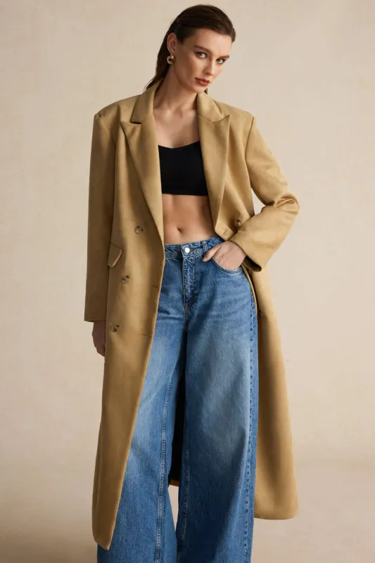 Suede Double-Breasted Coat sold by Micas