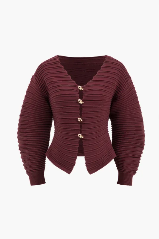 Textured Knit Button Cardigan sold by Micas