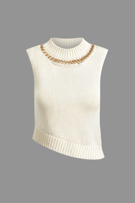 Kæde Asymmetrisk Hem Sweater Tank Top sold by Micas