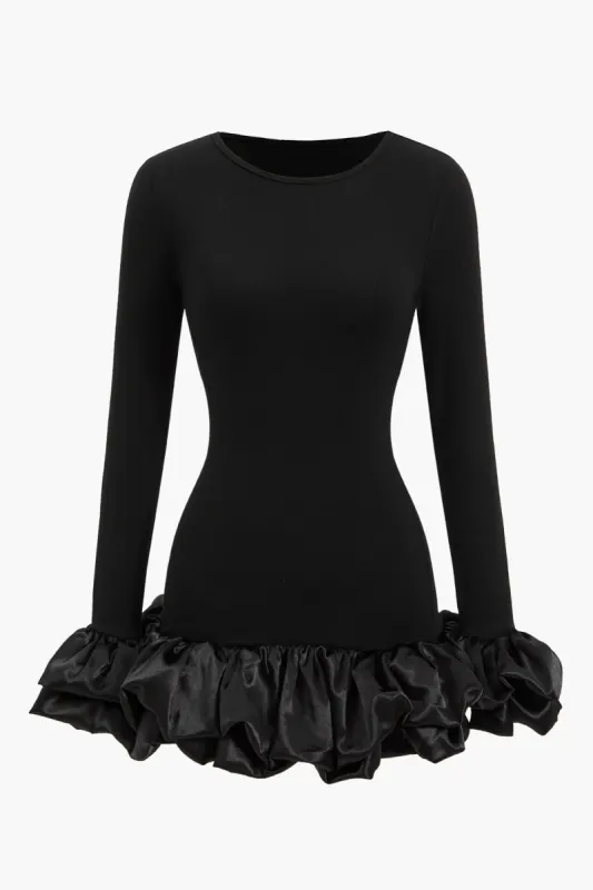 Ruffle hem lanterne ærme mini kjole sold by Micas