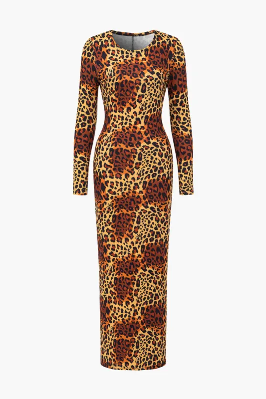 Leopard Print Slit Maxi Dress sold by Micas