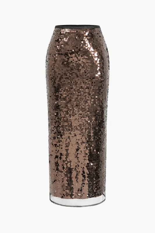 Sequin Slit midi nederdel sold by Micas