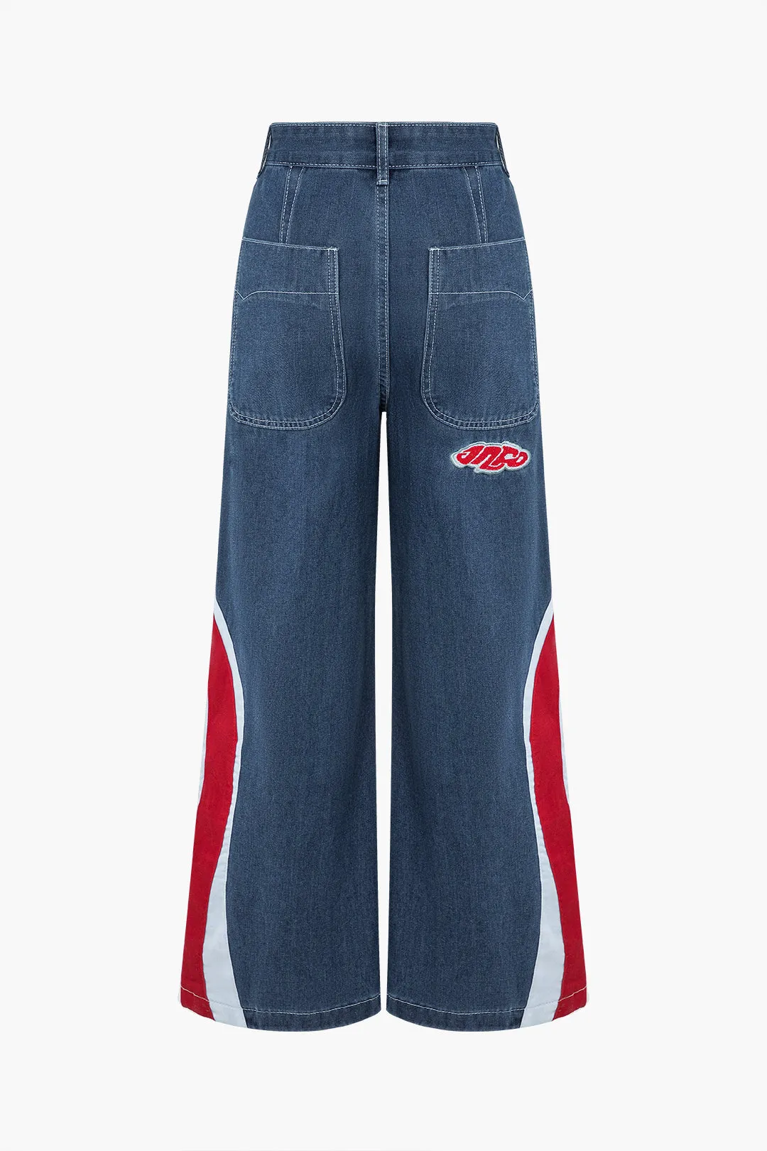 Kontrast bølgemønster jeans med brede ben sold by Micas product image thumbnail 2