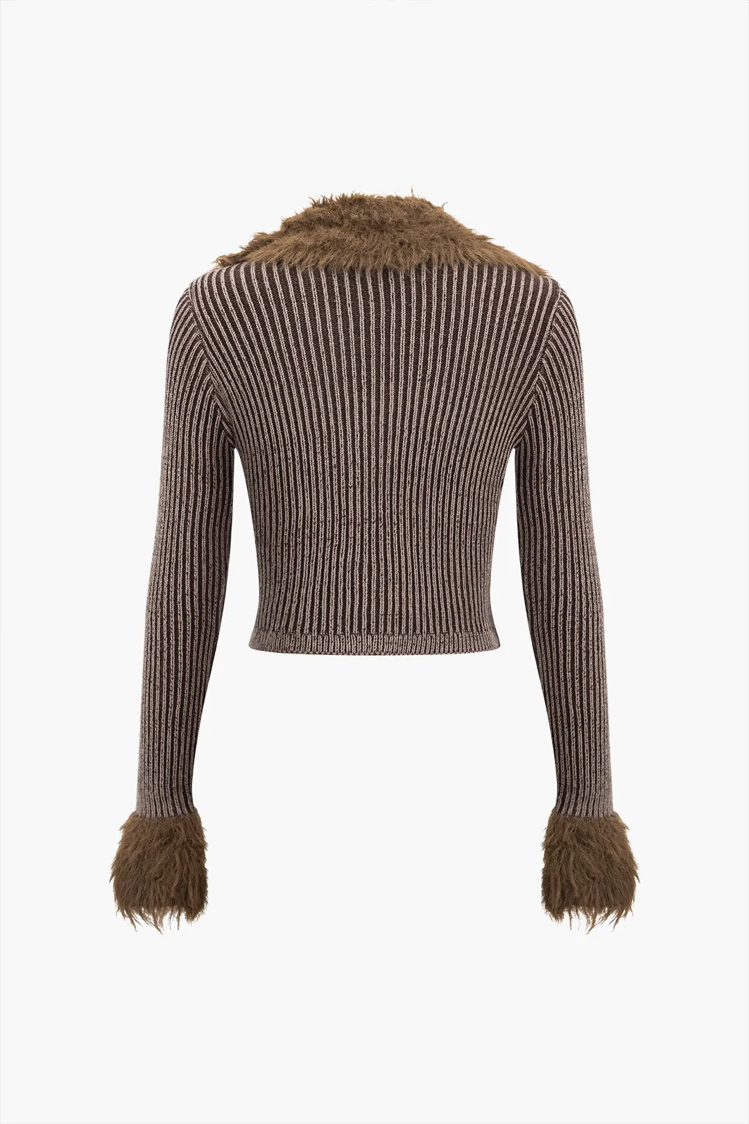 Strik faux pels patchwork langærmet cardigan sold by Micas product image thumbnail 2