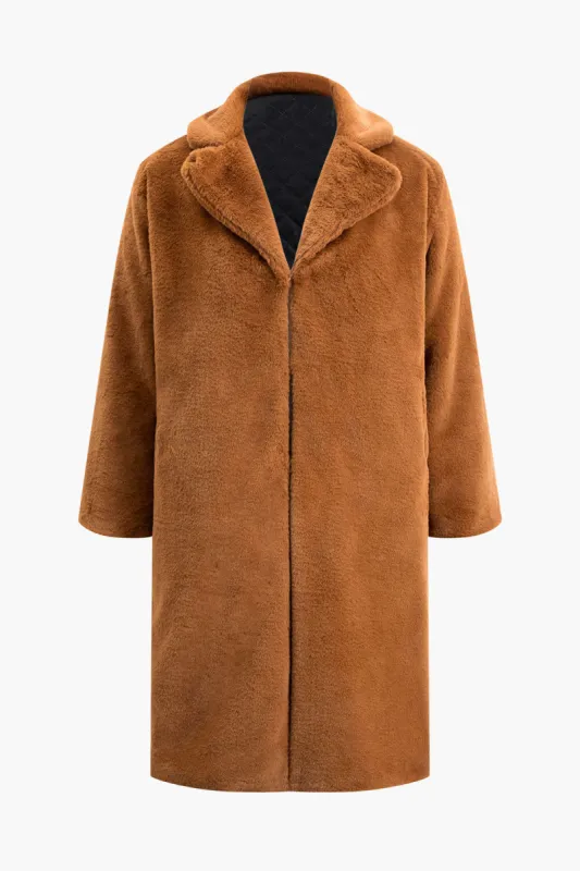 Plus Size Faux Fur Button Long Coat sold by Micas
