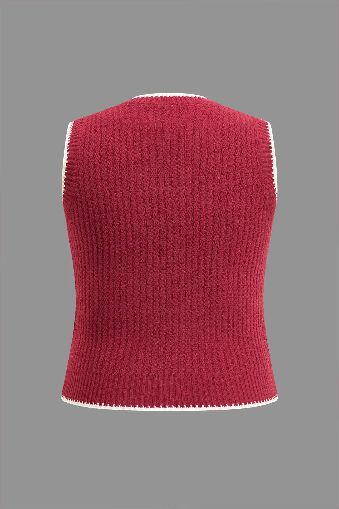 Plus Size Contrast Trim Knit Vest sold by Micas product image thumbnail 2