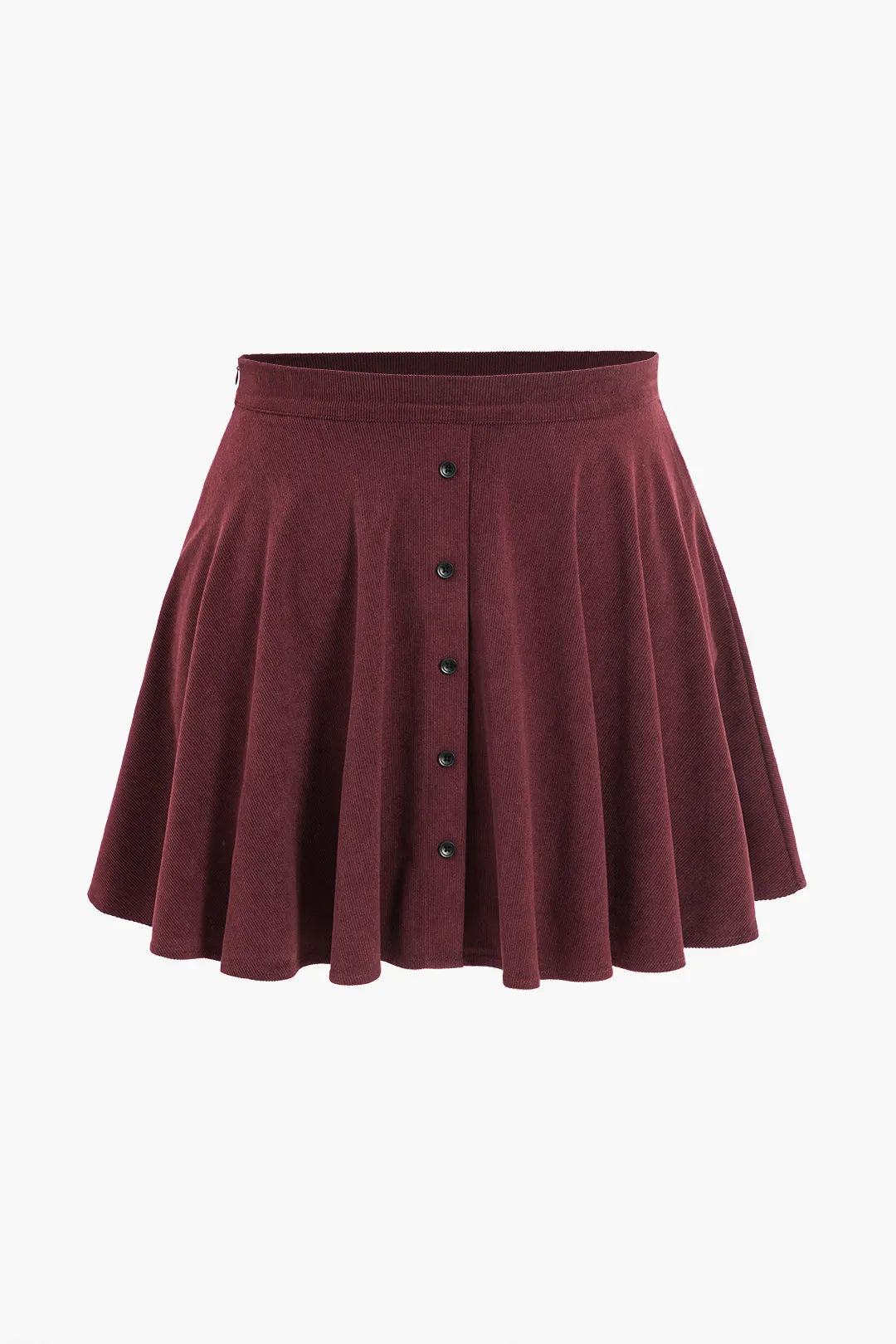 Plus størrelse knap front corduroy plisseret nederdel sold by Micas