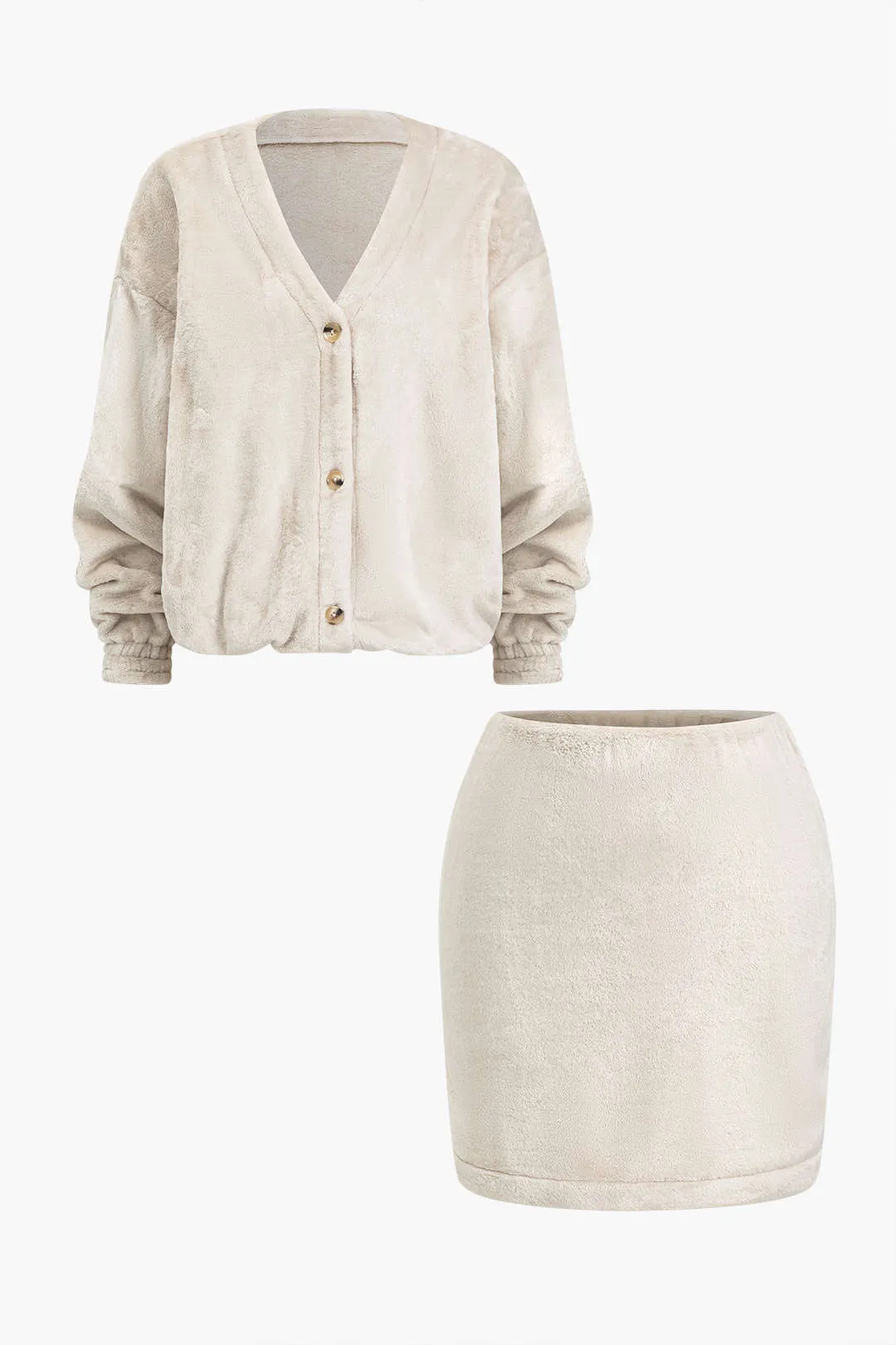 Solid fleece knap nederdel sæt sold by Micas product image thumbnail 2