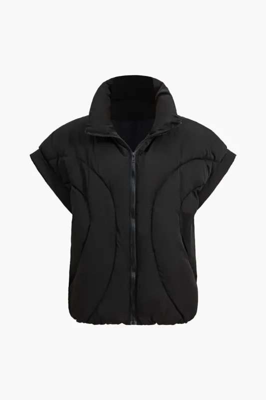 Padded Cap-Sleeve Zip Vest sold by Micas