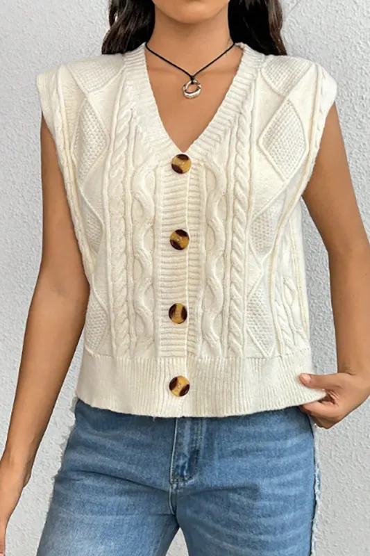 Button-Down Cable Sweater Vest sold by Micas