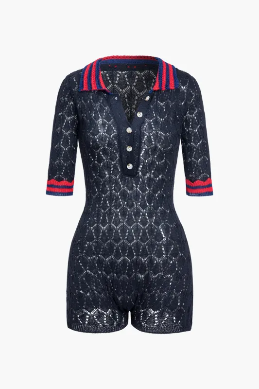 Knit Cut Out Color Block Romper sold by Micas