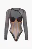 Mesh Sheer Patchwork Bodysuit sold by Micas