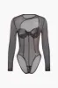 Mesh Sheer Patchwork Bodysuit sold by Micas