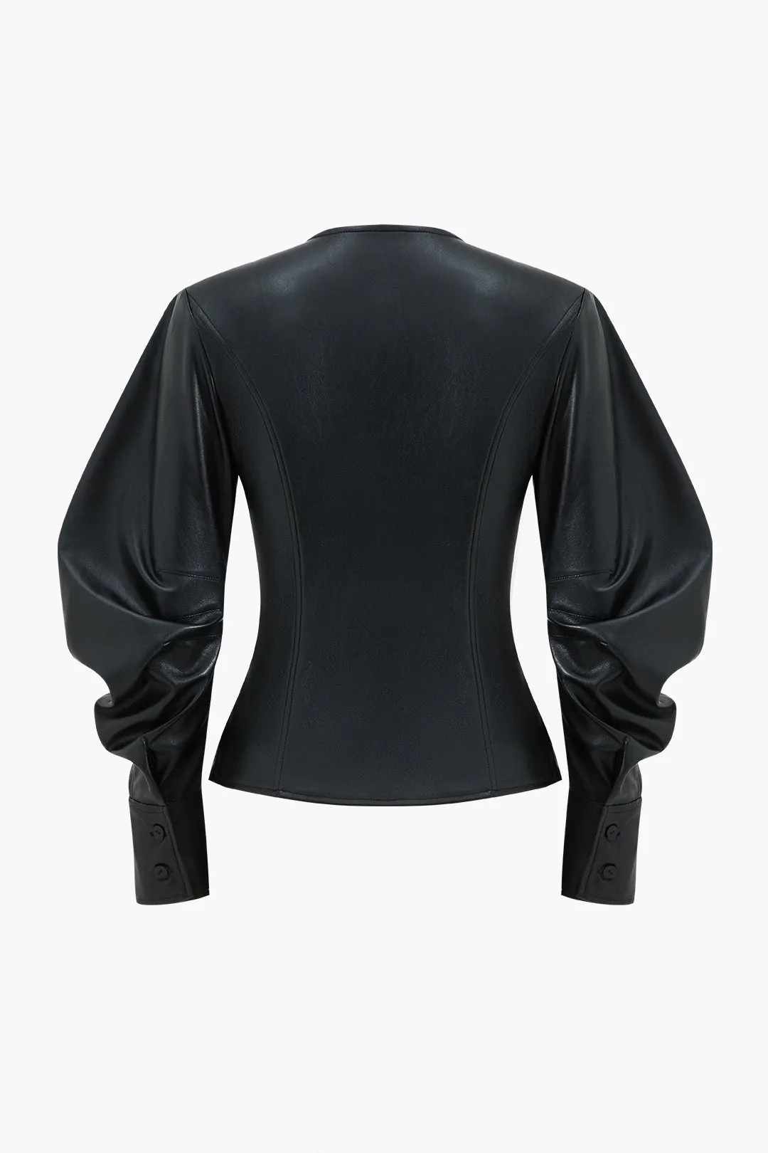 Imiteret læder metallisk knapjakke sold by Micas product image thumbnail 2