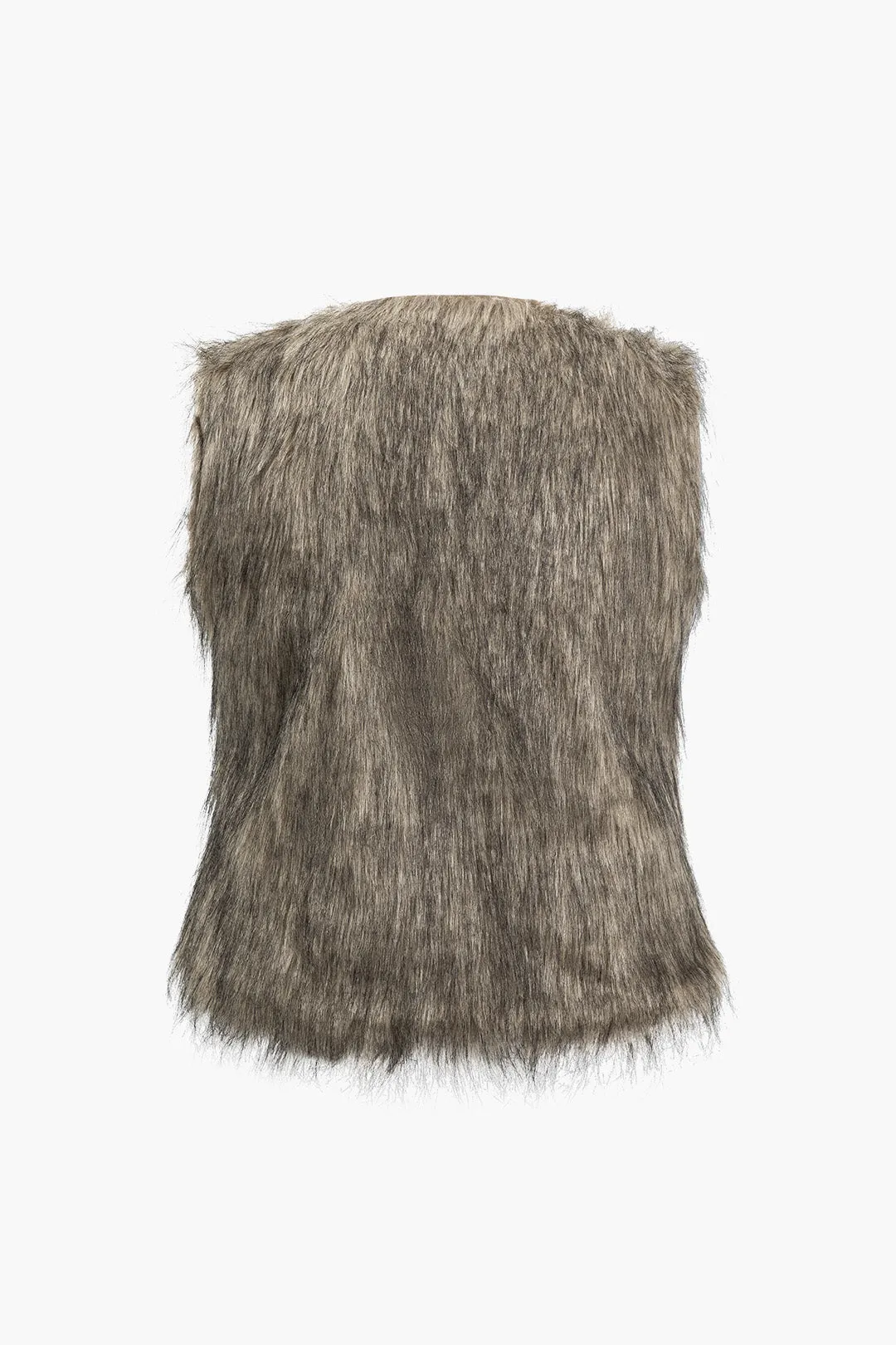 Plus Size Faux Fur Hook And Eye V-Neck Vest sold by Micas product image thumbnail 2